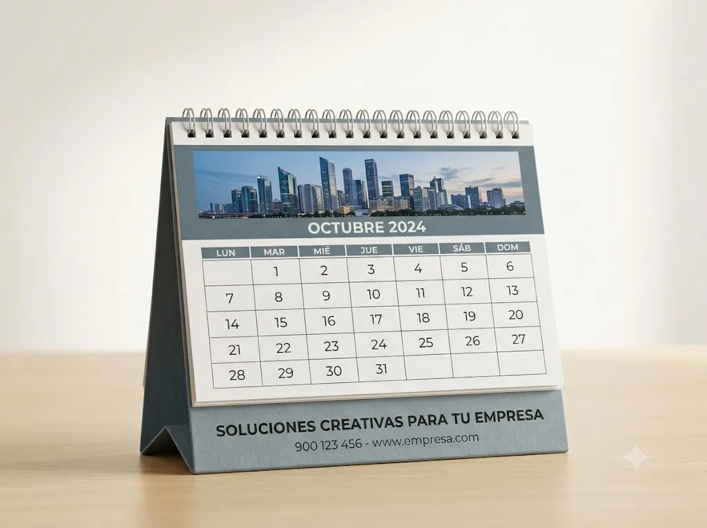 Calendario triangular con hojas